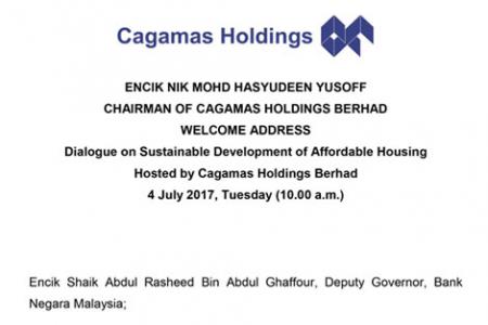 Dialogue on Sustainable Development of Affordable  Housing, 4 July 2017 – Welcome Address